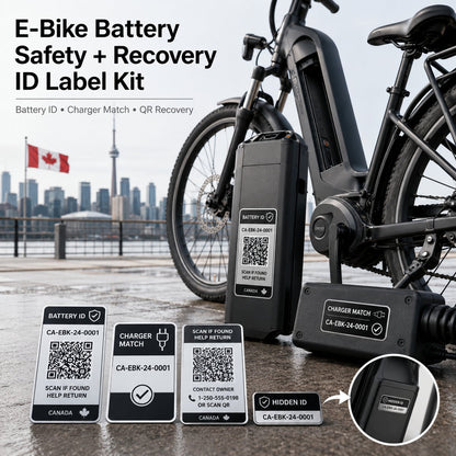 E-Bike Battery Safety & Recovery ID Label Kit Canada - e bike battery safety recovery id kit hero