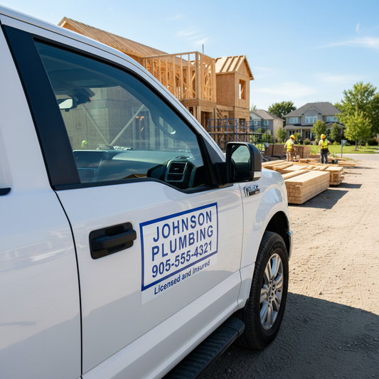 Magnetic sign for truck door showing company logo