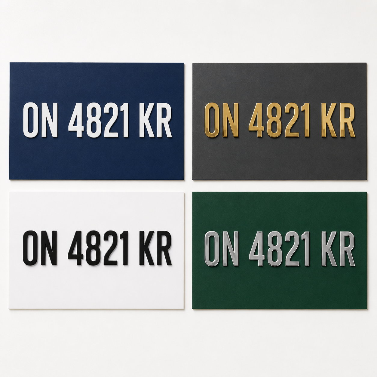 Dark boat registration number vinyl colour options — white gold black silver on dark hulls