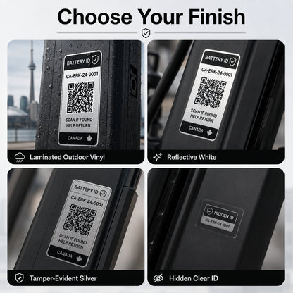 E-Bike Battery Safety & Recovery ID Label Kit Canada - e bike battery label finish options