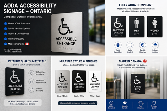 AODA accessibility signage Ontario hero image with accessible entrance sign