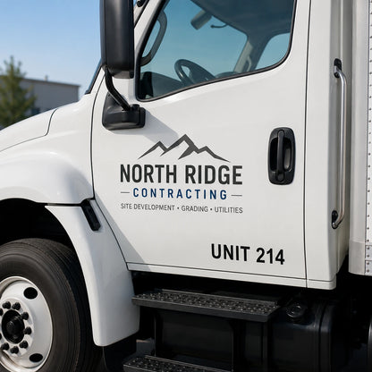 Truck door unit number decal example for fleet vehicles