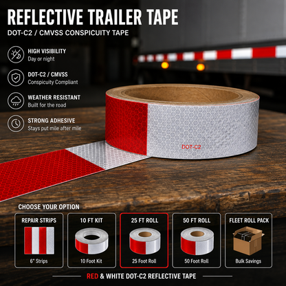 DOT-C2 red and white reflective conspicuity tape for boat trailers Canada