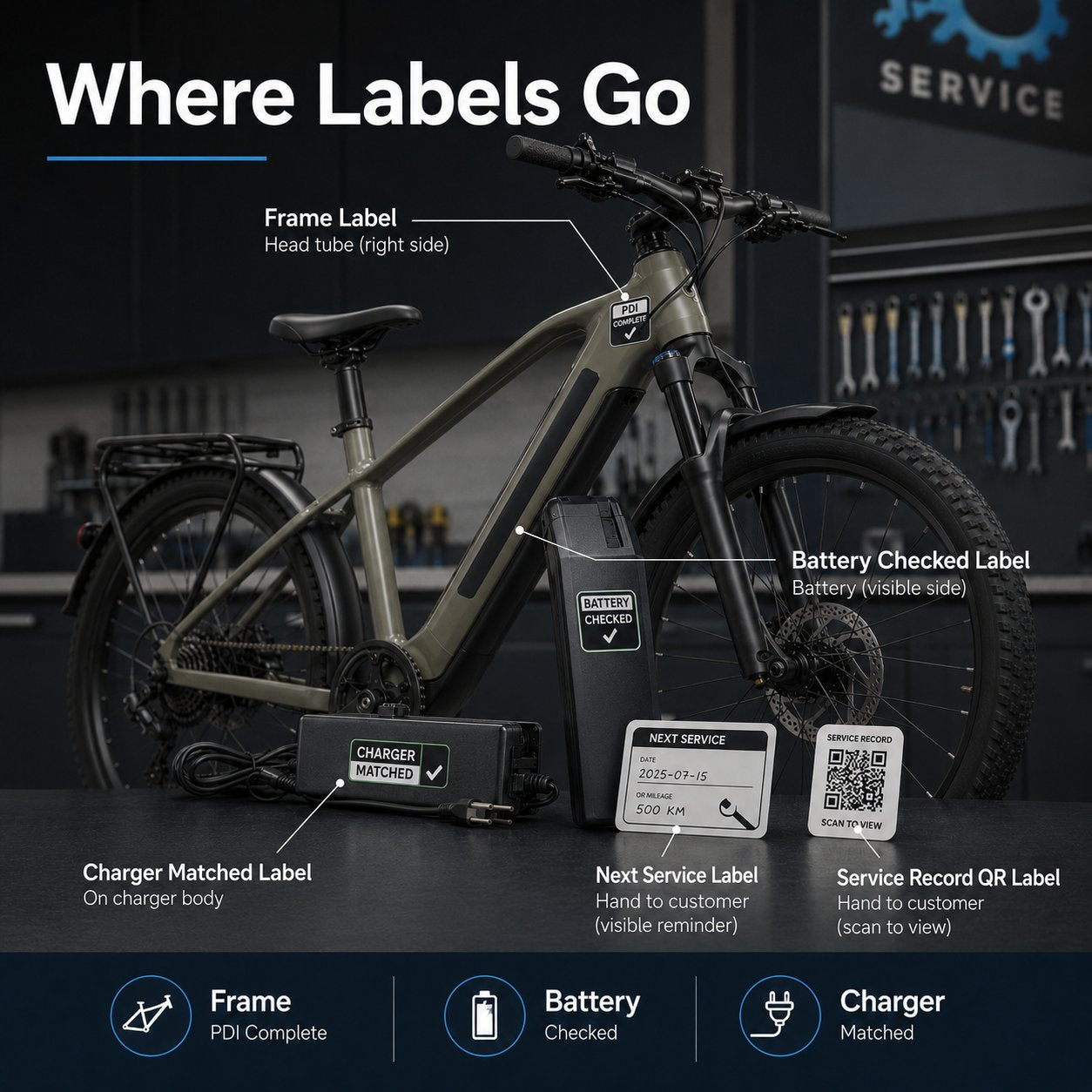 E-Bike Service Label Kit Canada - e bike service label placement guide