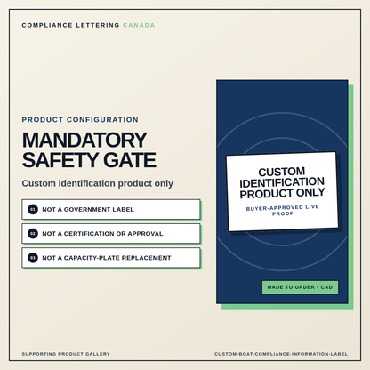 Safety notice for the custom boat compliance information label