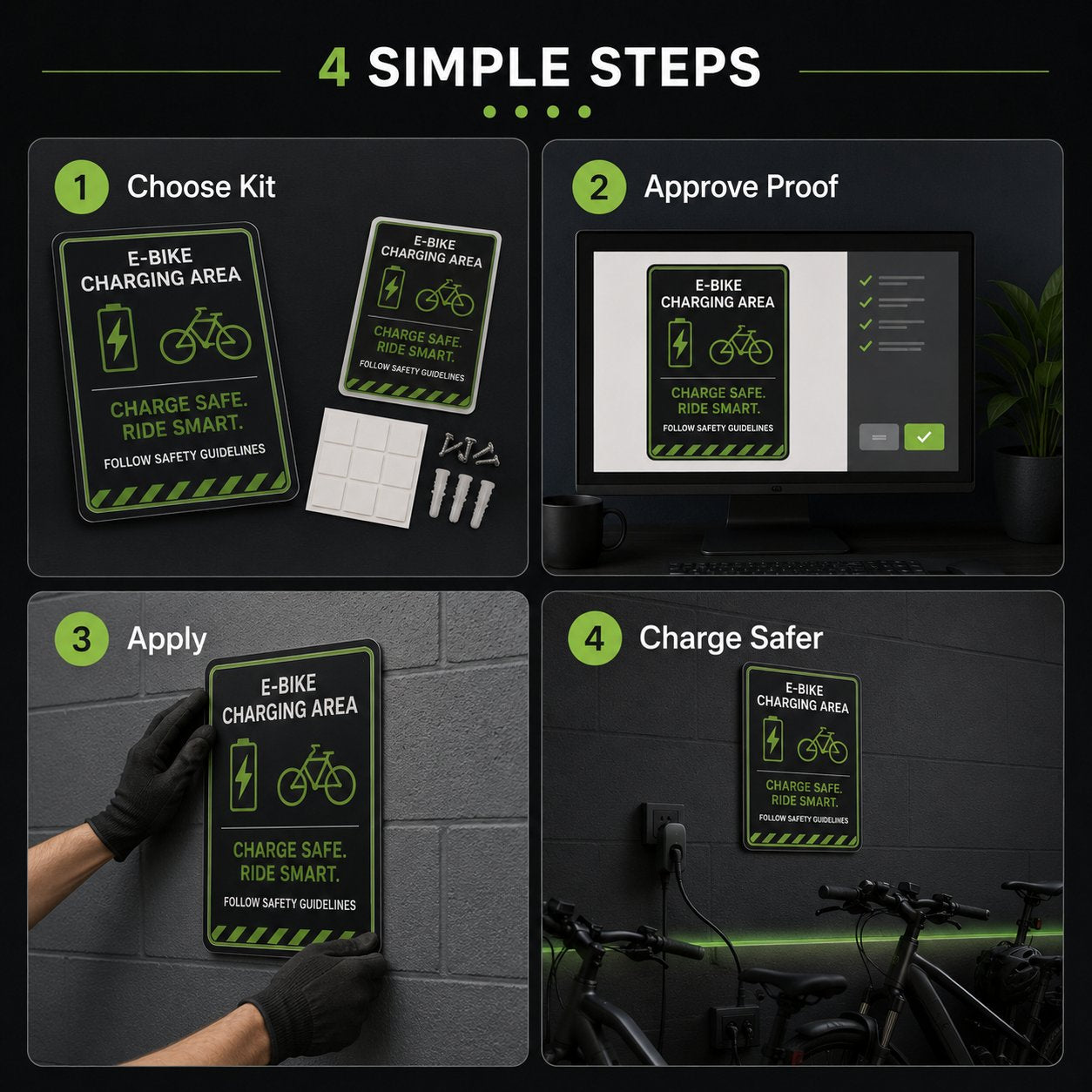 Simple install guide for e-bike charging station signage