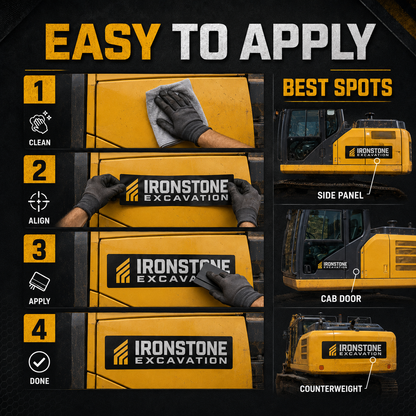 Jobsite equipment ID kit application guide and best placement spots on heavy equipment