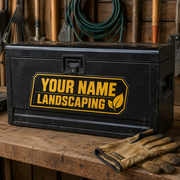 Landscaping style custom toolbox decal on black tool chest