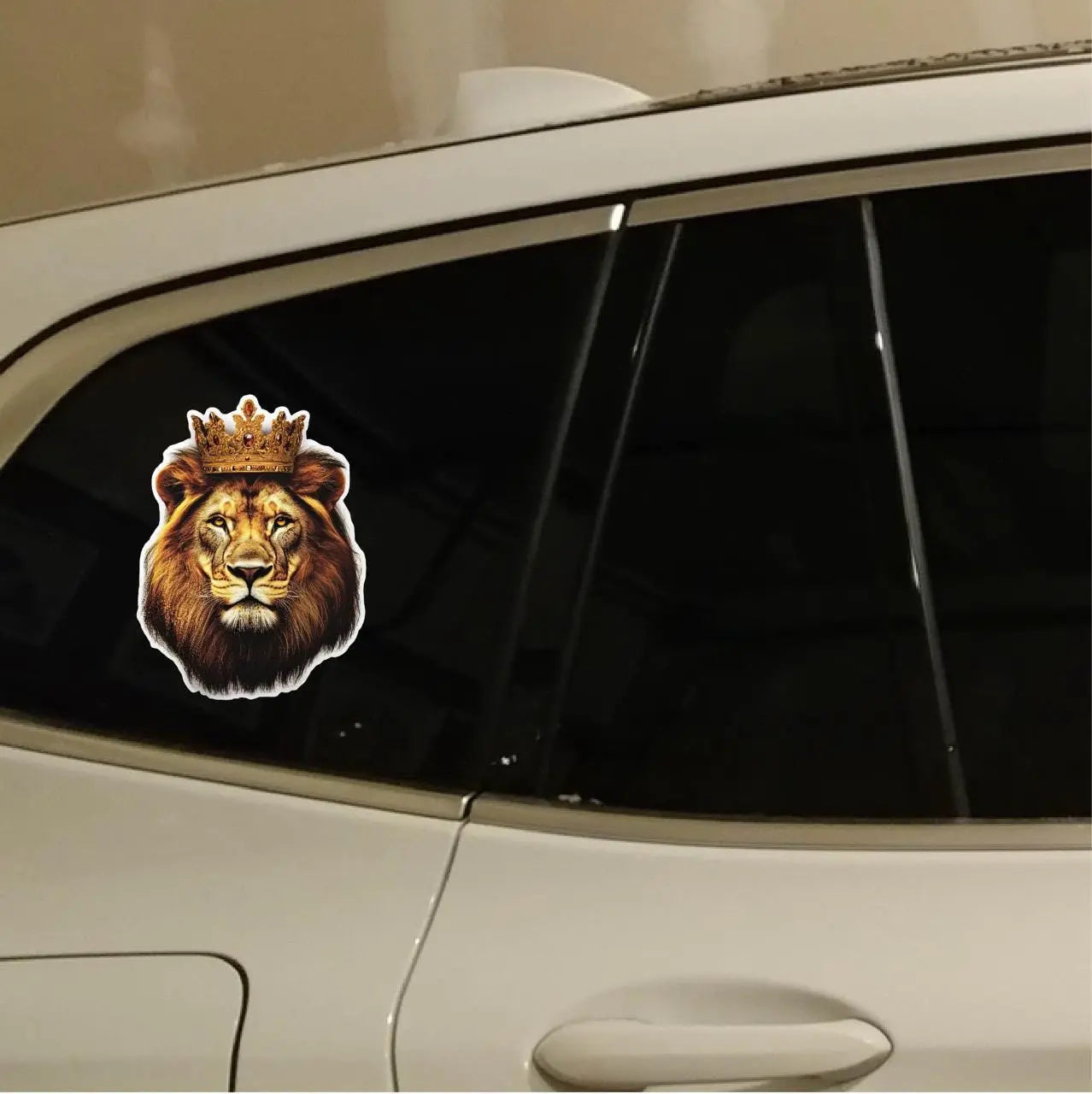 Image of Crowned Lion Reflective Vinyl Decal - Waterproof Car Sticker