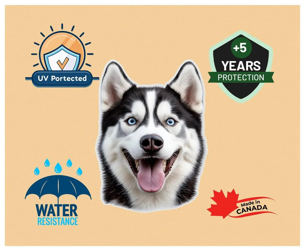 Image of Husky Reflective Vinyl Decal - Waterproof Dog Lover Sticker