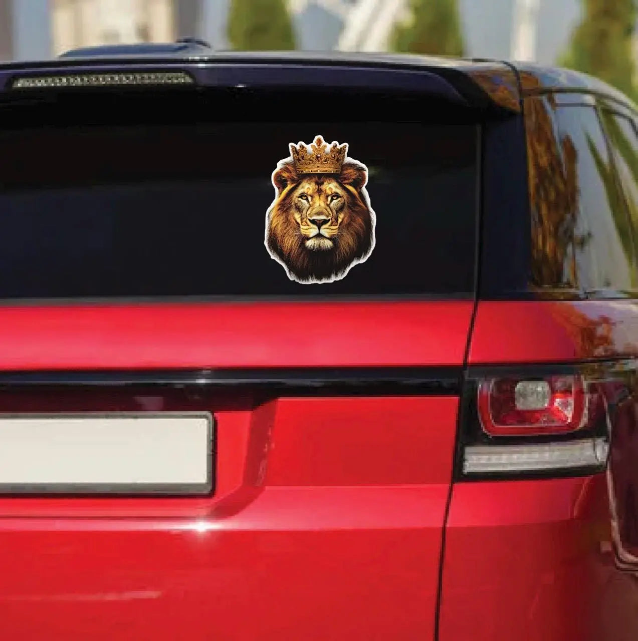 Image of Crowned Lion Reflective Vinyl Decal - Waterproof Car Sticker