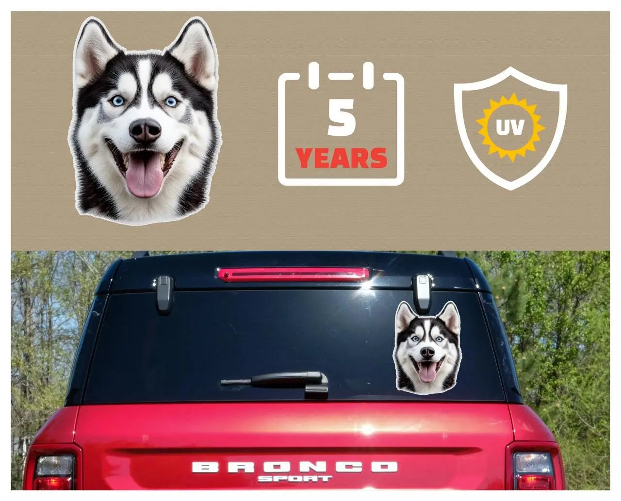 Image of Husky Reflective Vinyl Decal - Waterproof Dog Lover Sticker