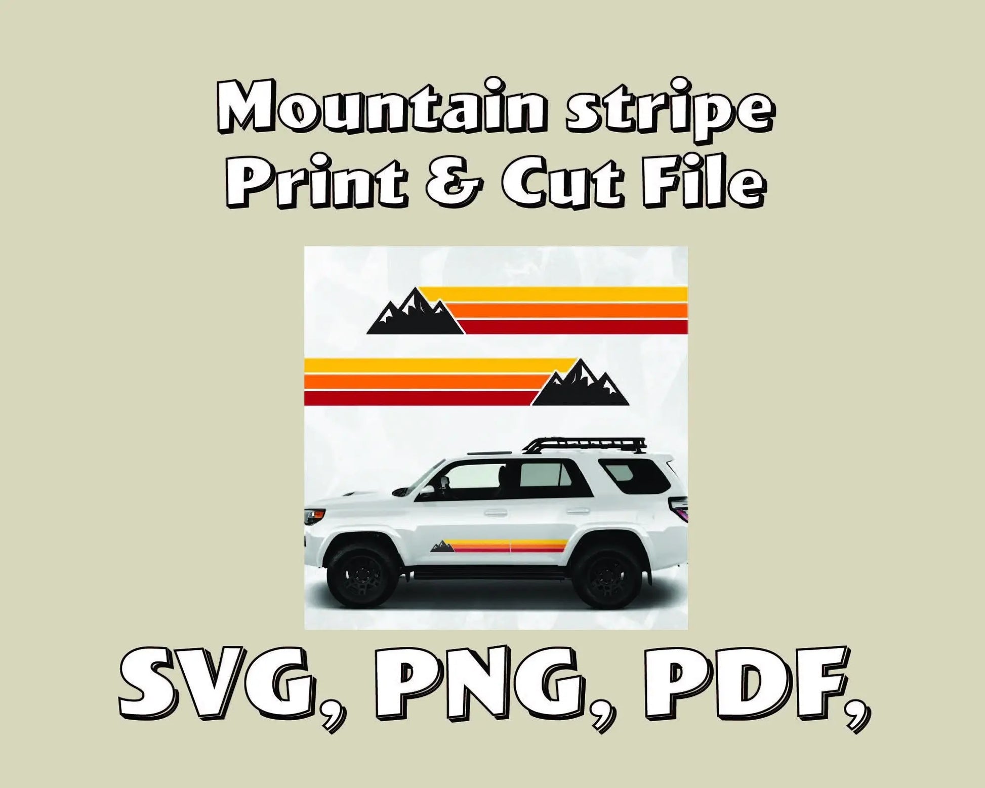 Retro mountain stripe decal svg on white background