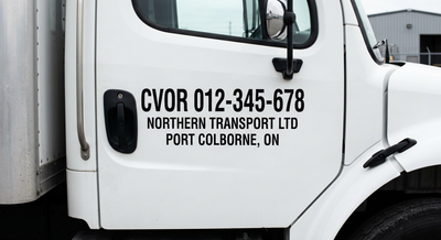 Close up of CVOR sticker lettering height