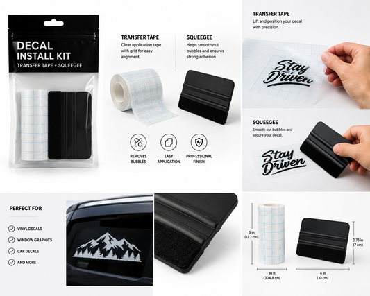 Decal Install Kit — Transfer Tape + Squeegee