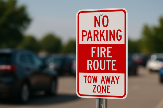 Fire route sign Ontario No Parking aluminum