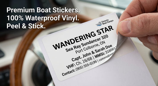 Close-up of waterproof vinyl boat card being peeled