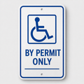 AODA accessible parking sign Ontario by permit only close-up