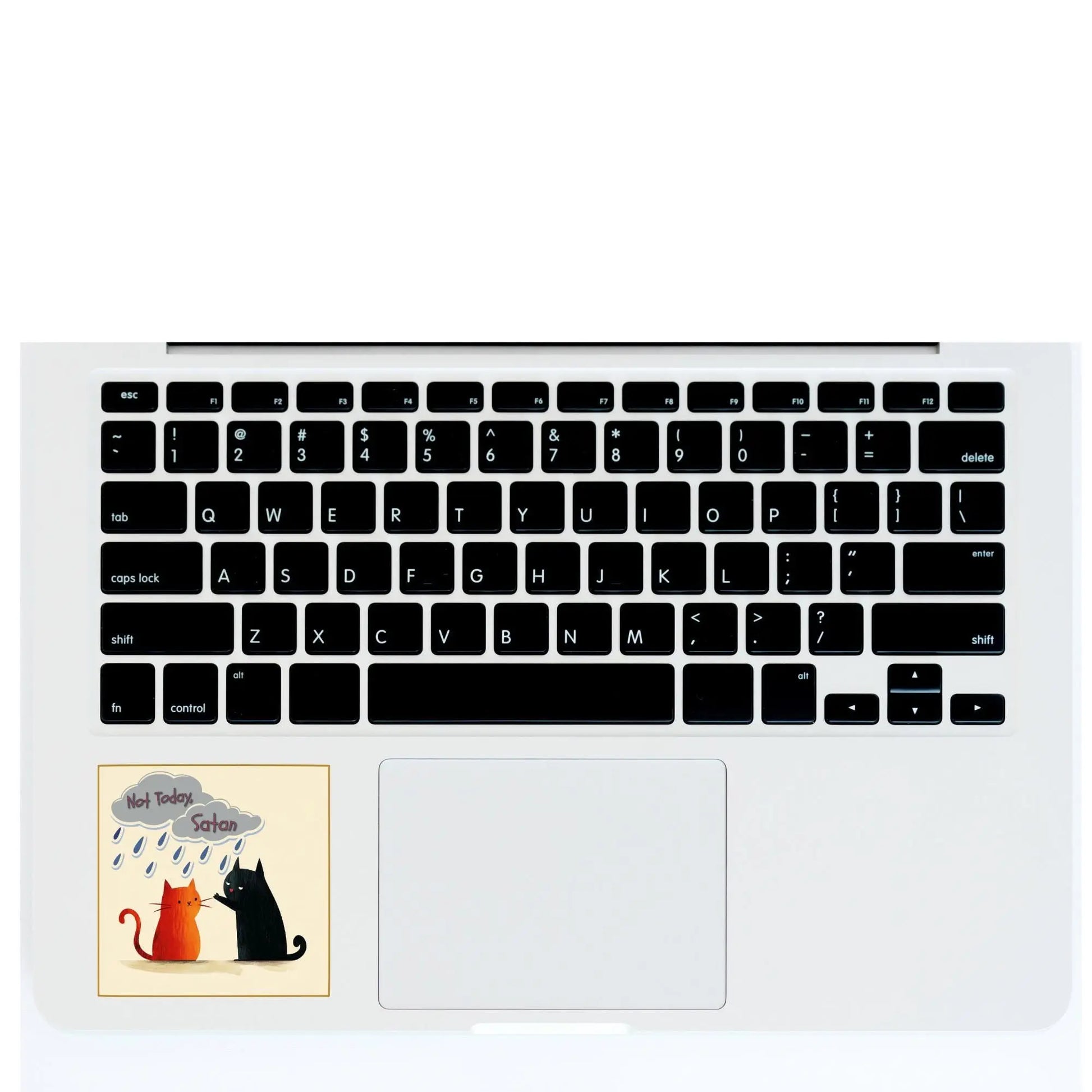 Here are a few concise alt text options for the image, under 100 characters:

* **Red & black cats; Not Today, Satan in speec