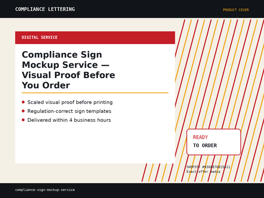 Compliance Sign Mockup Service product cover — scaled visual proof before you order