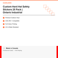 Custom Hard Hat Safety Stickers 25 Pack features and specifications — professional quality Canada product