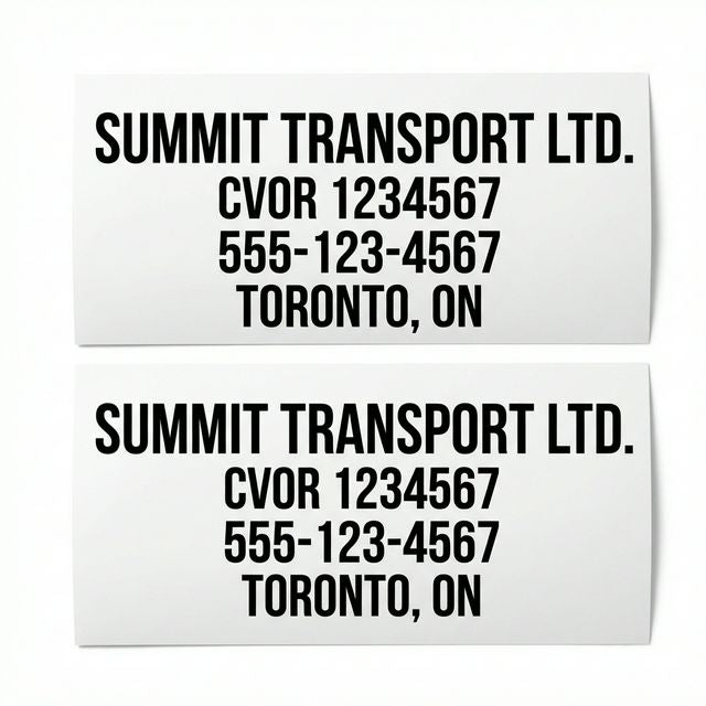 Pair of commercial carrier number decals for truck door identification
