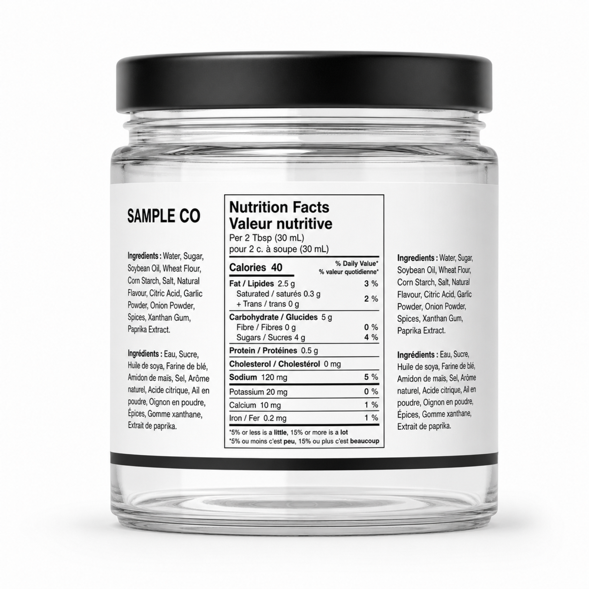 Product Labels Canada — 3 bilingual jar