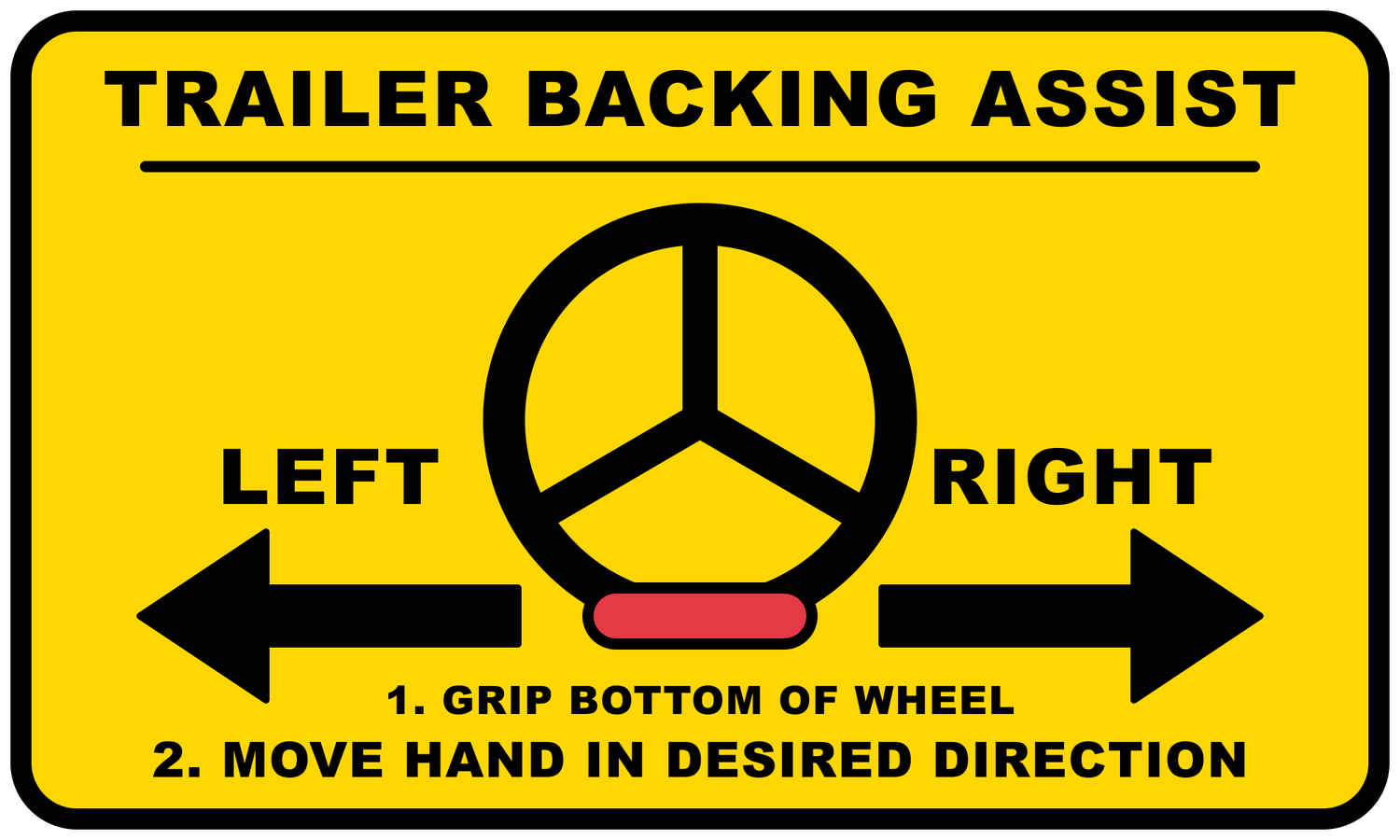 Pro Trailer Backing Assist Mirror Decal with color-coded directional arrows for easy boat ramp backing
