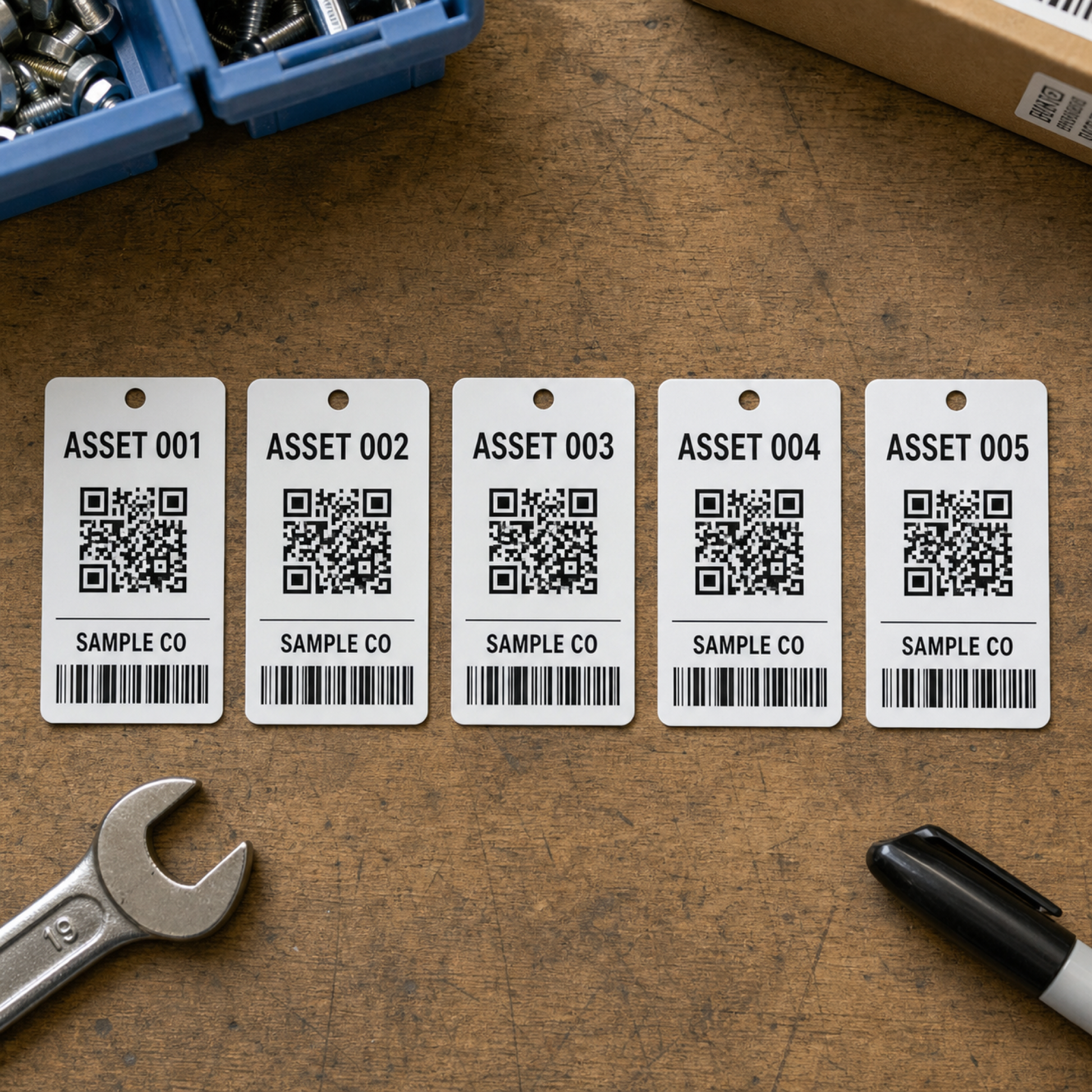 Durable Equipment & Asset Tags — 5 barcode sequence