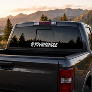 Pickup truck with custom handle decal at sunset