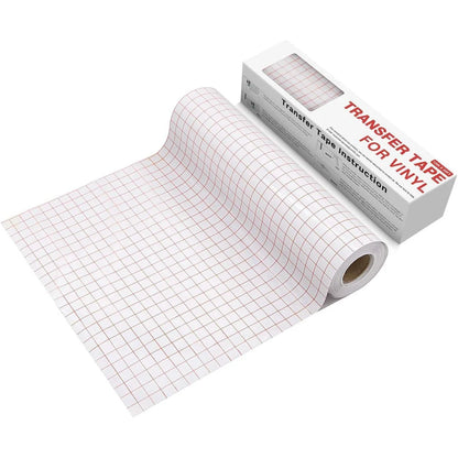 Clear vinyl transfer tape roll with alignment grid — precision decal positioning tape for vinyl lettering and compliance decals